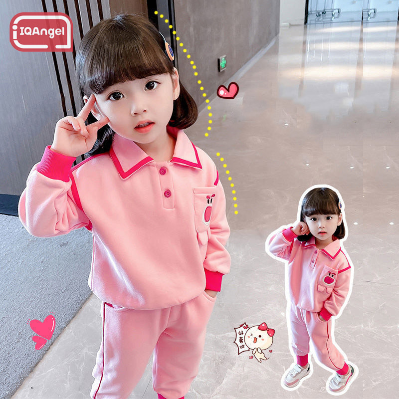 IQANGEL Girls suit jacket baby girl baby sweater cardigan two piece set