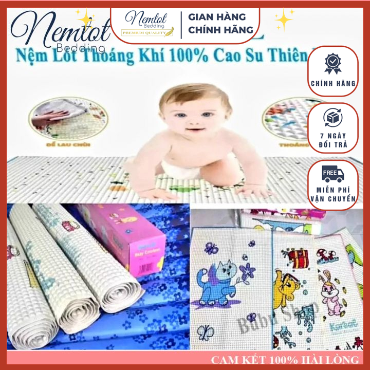 ⛔sale lớn⛔nệm lót cao su thiên nhiên chống thấm kareal 60x90cm cho bé, nệm cuộn cao su hàng cao cấp cho bé nhỏ, chấm thấm, mát mềm thoáng lưng cho bé, nệm cao su để nôi, cũi, đi học cho bé _nemtot bedding