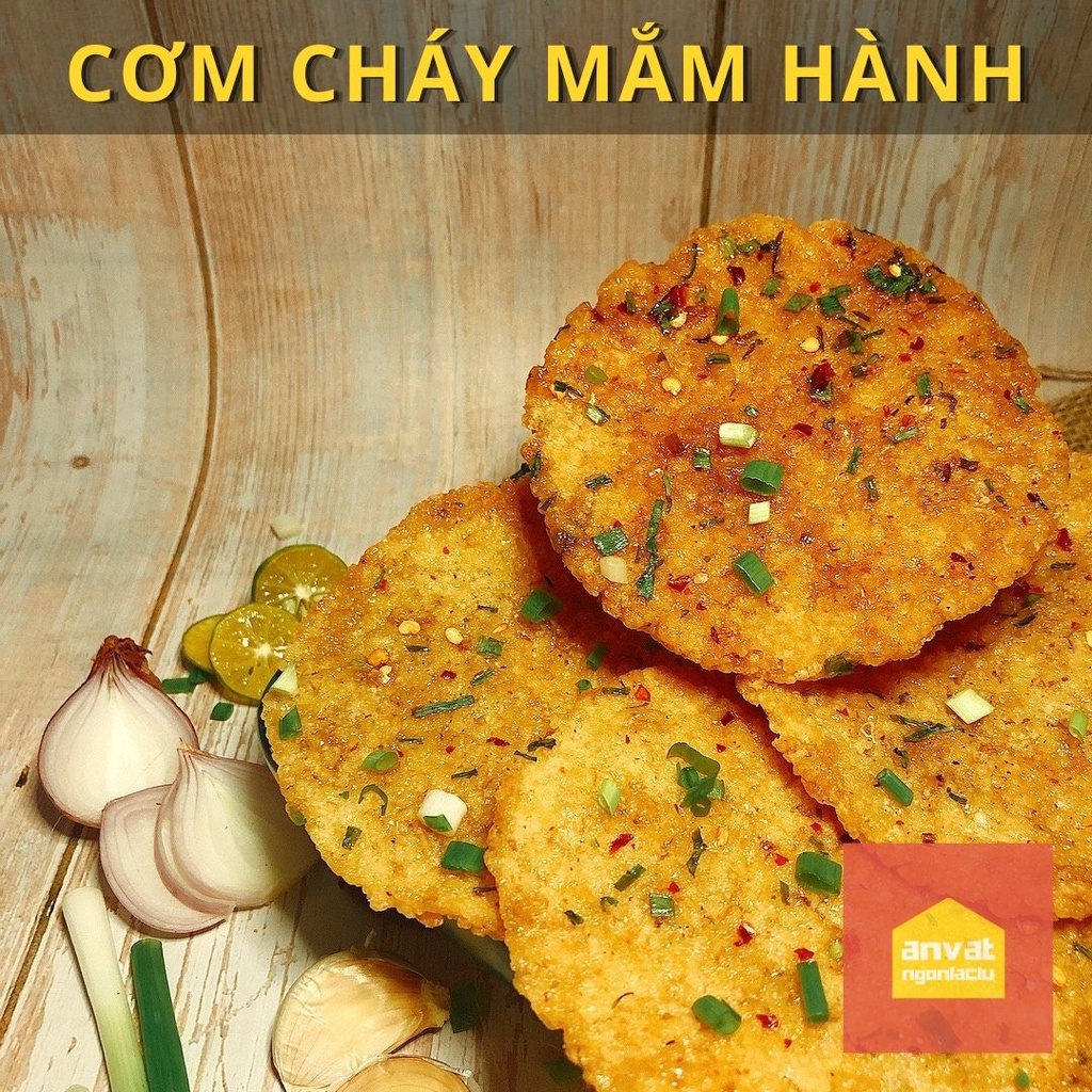 Cơm cháy mắm hành gói 3 miếng to giòn tan cực đã - đồ ăn vặt - ăn vặt siêu ngon