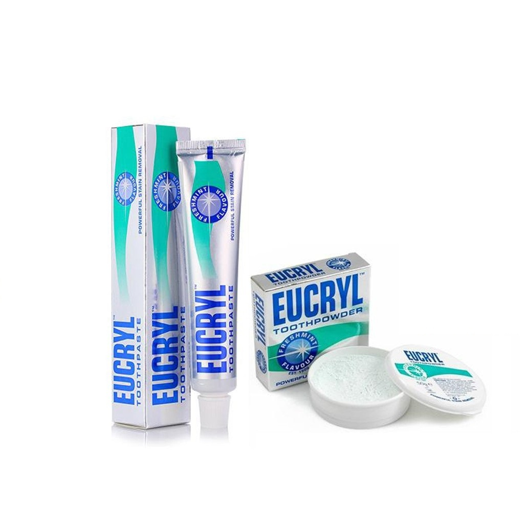 Bột Tẩy Trắng Răng + Kem Đánh Răng Làm Trắng Răng EUCRYL Tooth Paste Freshmint