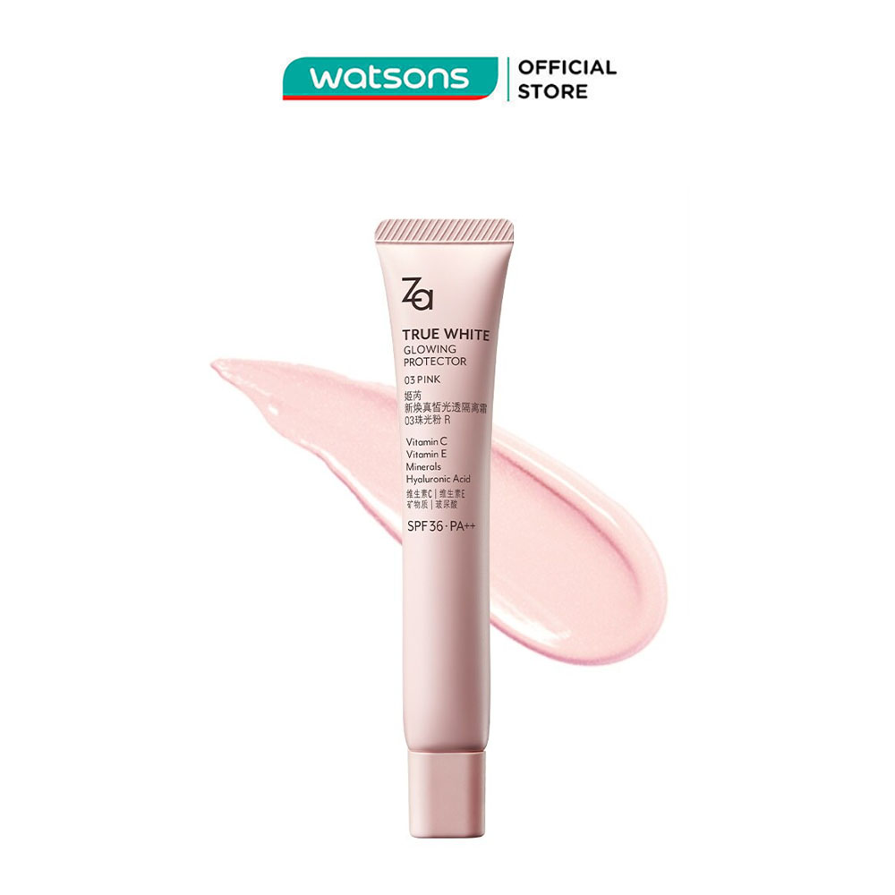 Kem Lót Nâng Tông Chống Nắng ZA True White Glowing Protector SPF36 PA++ 35g .#03 Pink