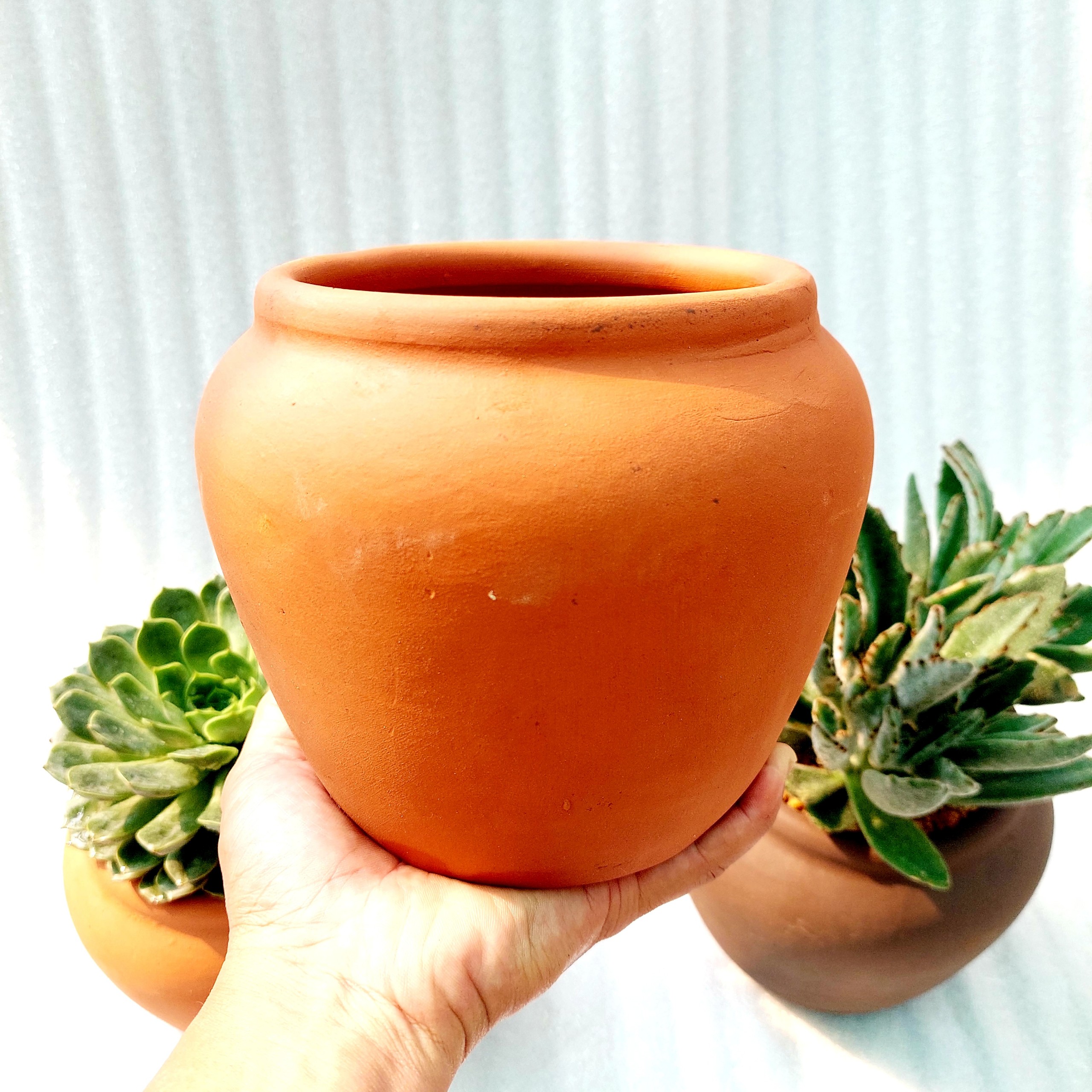 Chậu đất nung - Chum lùn, miệng chậu 14cm, chiều cao 15cm