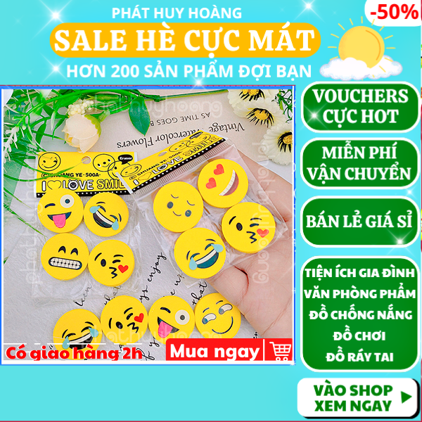 Bốn cục gôm mặt cười vui nhộn, tẩy mặt cười, cục gôm tẩy cute, cục tẩy bút chì cute mini, cục gôm dễ thương giá rẻ, gôm tẩy cute biểu cảm, gôm mặt cười, cục gôm mini ,đồ dùng học tập, Phát Huy Hoàng
