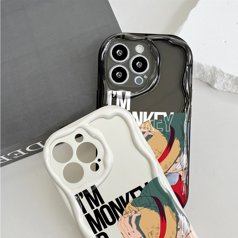 Jizetin for Redmi 14C Xiaomi Poco C75 Back Cover One Piece Luffy Cream Wavy Edge Soft Silicone Phone Case.
