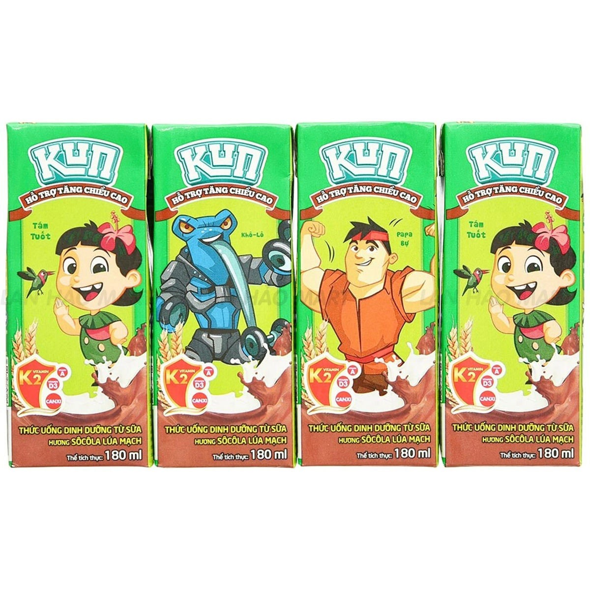 Lốc 4 hộp sữa socola lúa mạch LiF Kun 180ml