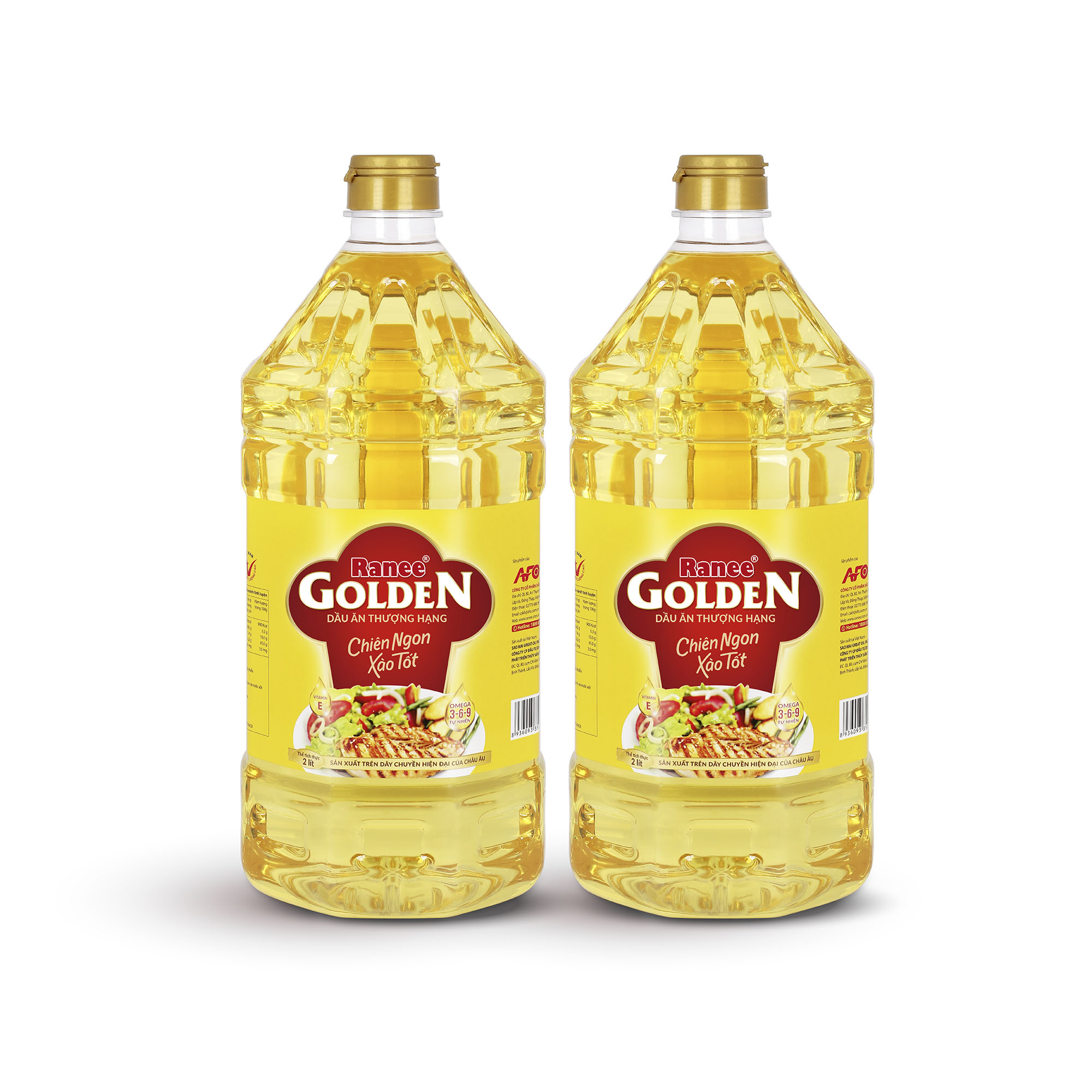 {Đơn 199k tặng hộp bơ -399k tặng vá gỗ} Combo 2 chai dầu ăn Ranee Golden 2 lít (2 lít/chai x 2 chai)