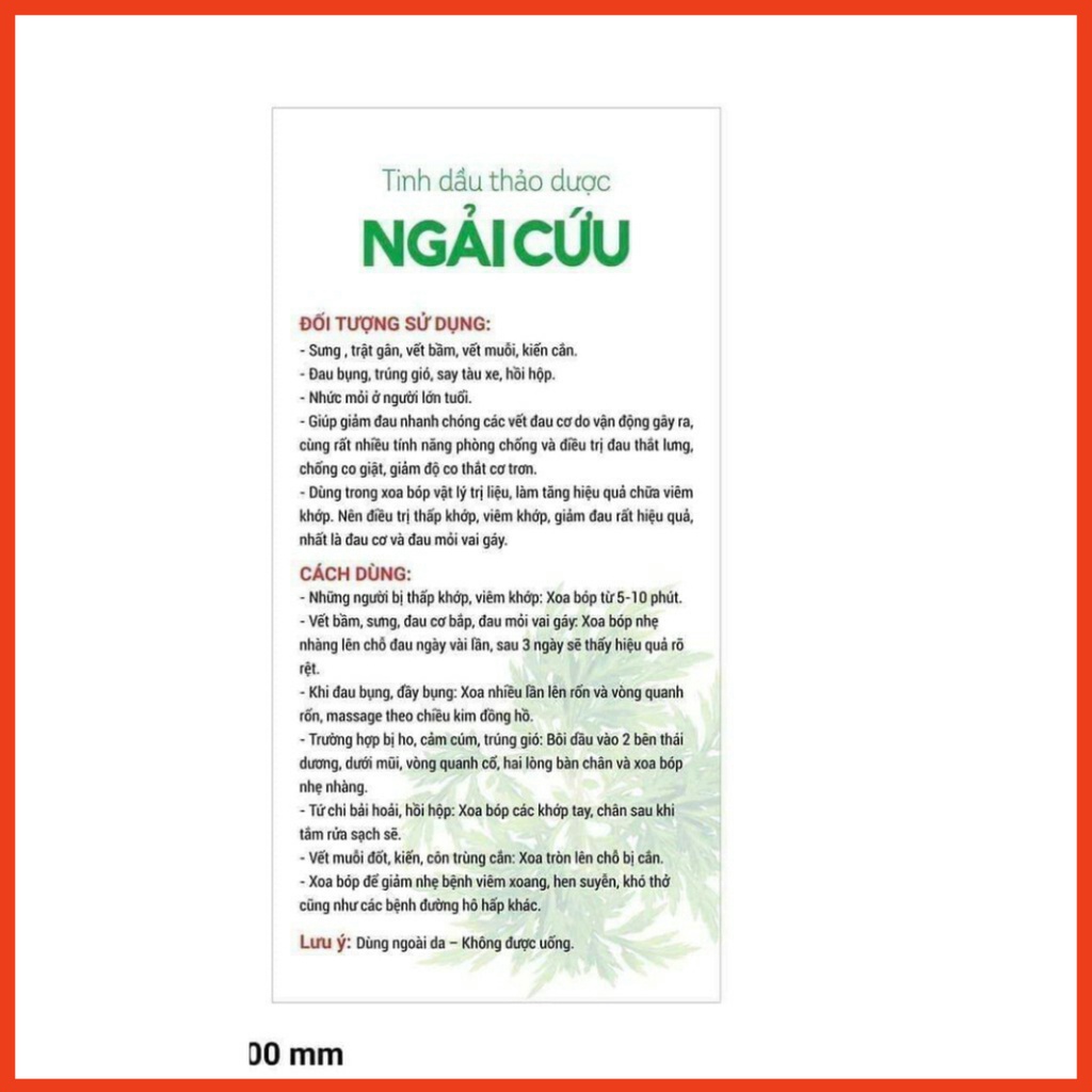 TINH DẦU NGẢI CỨU DẠ THẢO LIÊN LỌ 50ml