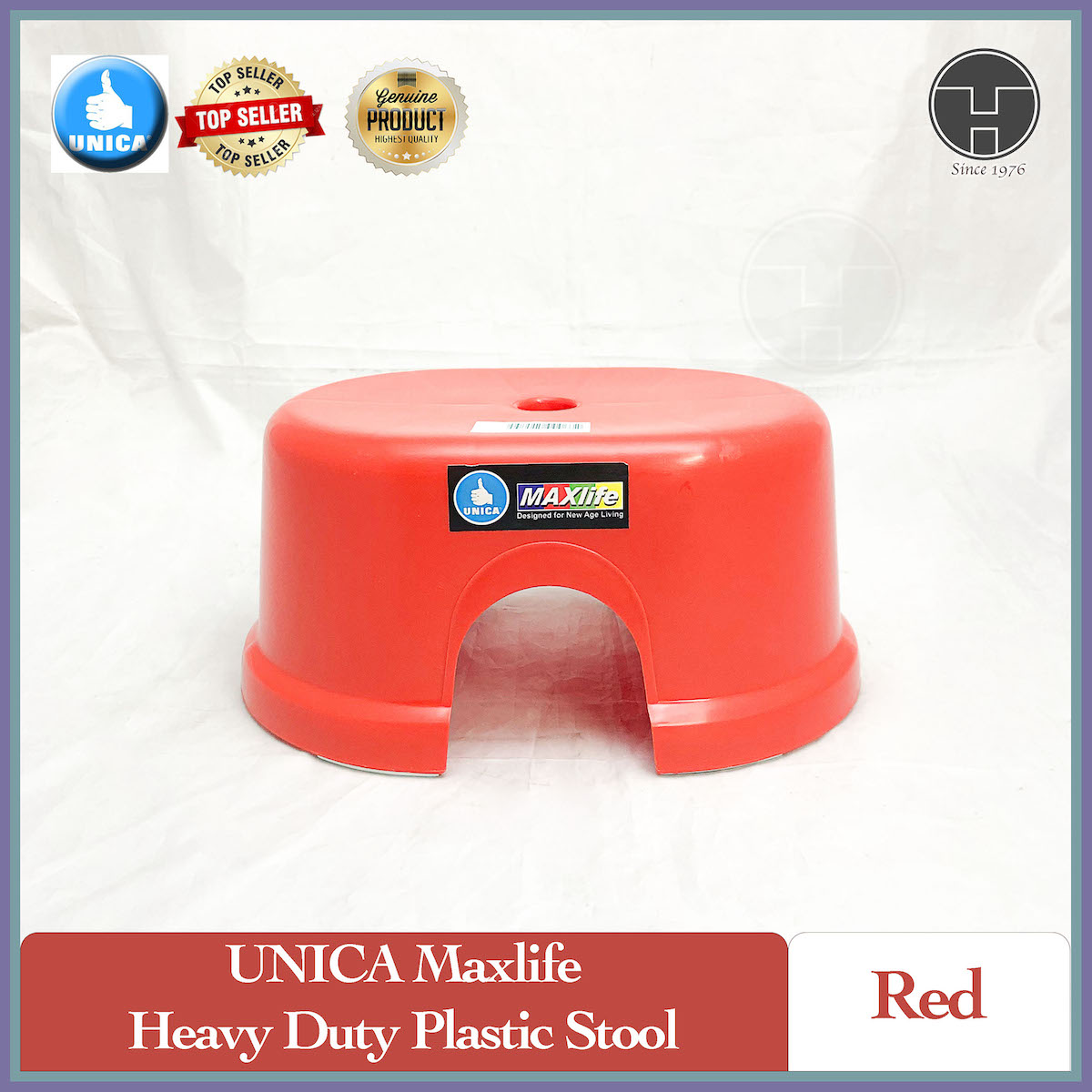 Teohin Unica Heavy Duty Stool With Anti Slip Rubber Oval Cap Jari Cap Tangan Step Stool