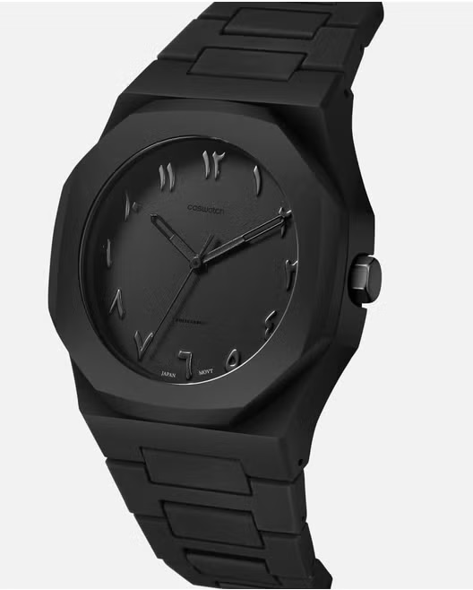 Arabic Aura Watch 2025 Black Modern Creative Design Waterproof Stainless Steel Chain Quartz Movement. 