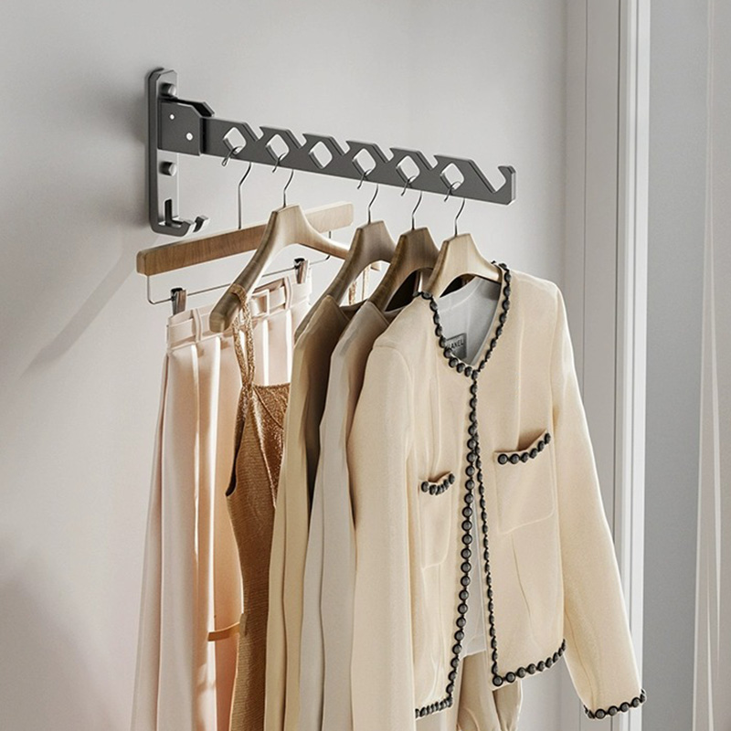 Clothes Drying Rack, Multi-Purpose Foldable Clothes Hanging Rack, for Balcony/Bedroom/Wardrobe/Bathroom, Space Saving, Easy Installation