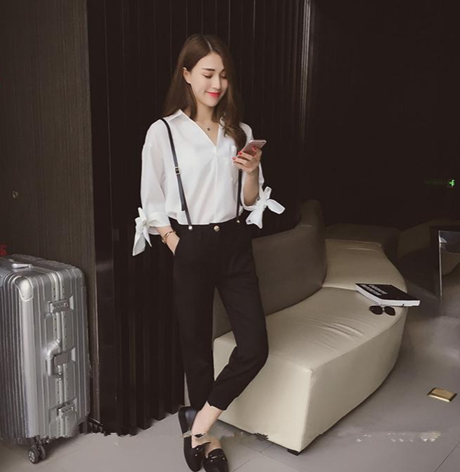 Áo sơ mi cột nơ tay lỡ❣️[Giá gốc tận xưởng]