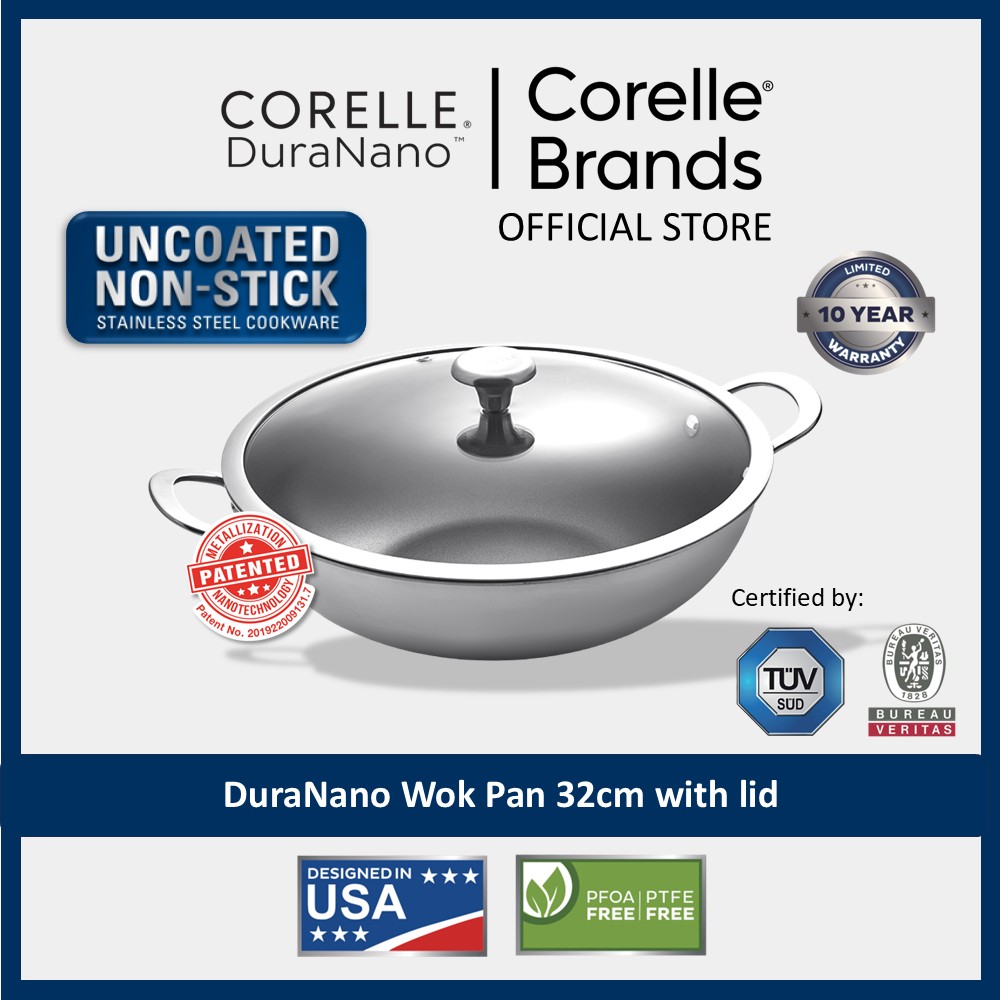 CORELLE DuraNano Wok Pan 32cm with lid | Lazada Singapore