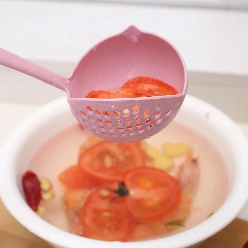 Soup Spoon Ladle Wheat Straw Spoons Long Handle Spoon Home Cooking Colander Utensils Tableware Spoon Kitchen Accessories