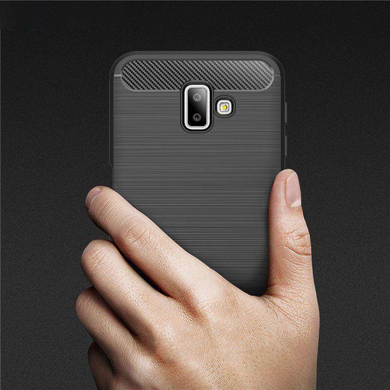 tzmar for Samsung Galaxy J6 Plus J6+ Case Cover Carbon Fiber Brushed TPU Silicone Soft Casing Phone Mobile Housing. 
