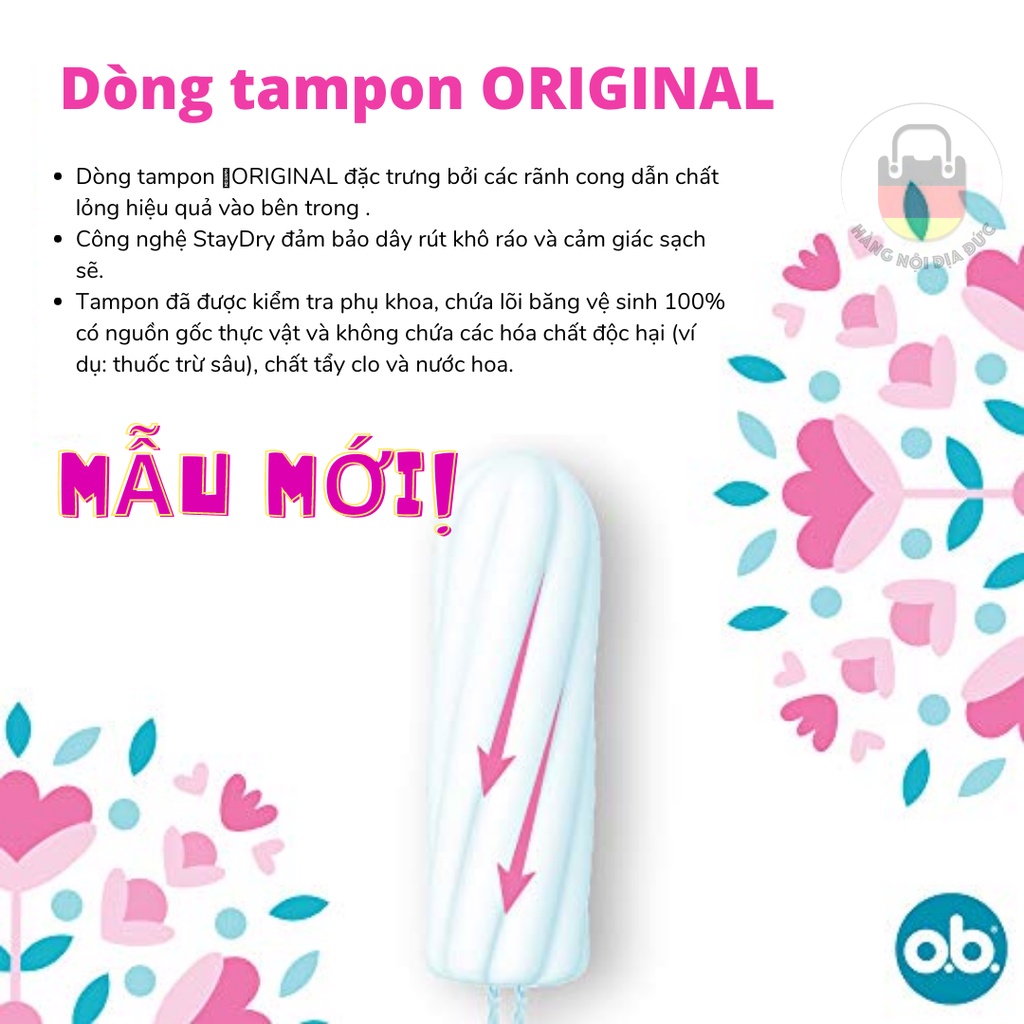 Tampon Ob cao cấp nội địa Đức nhiều lựa chọn và đủ size