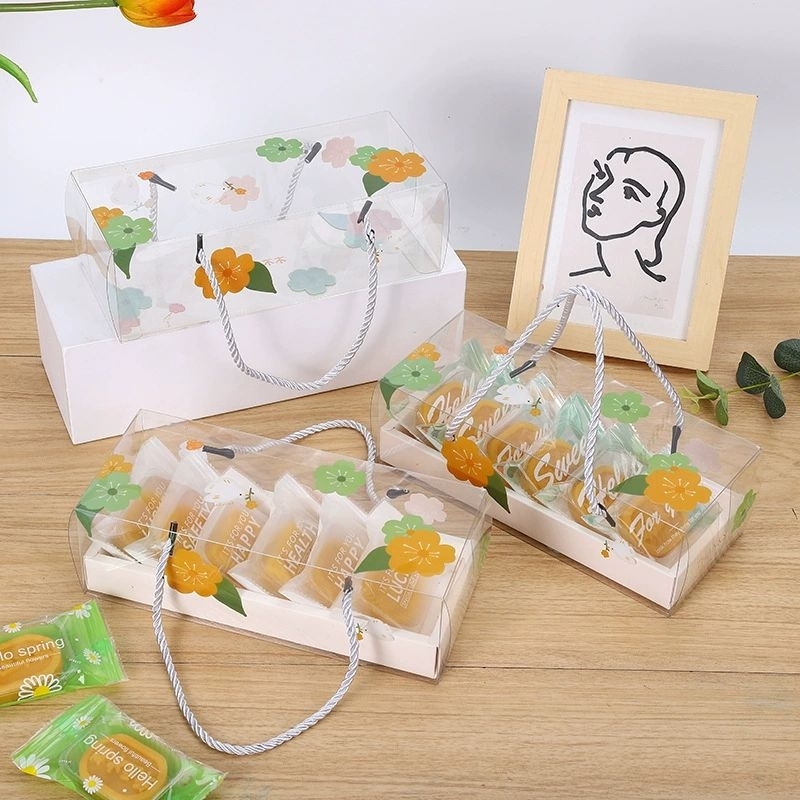 Hộp mica đựng bánh dứa hình hoa lá - đựng được 16 bánh