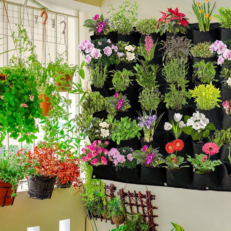 36 Pockets Vertical Hanging Wall Garden Planter Plant Grow Bag For ...