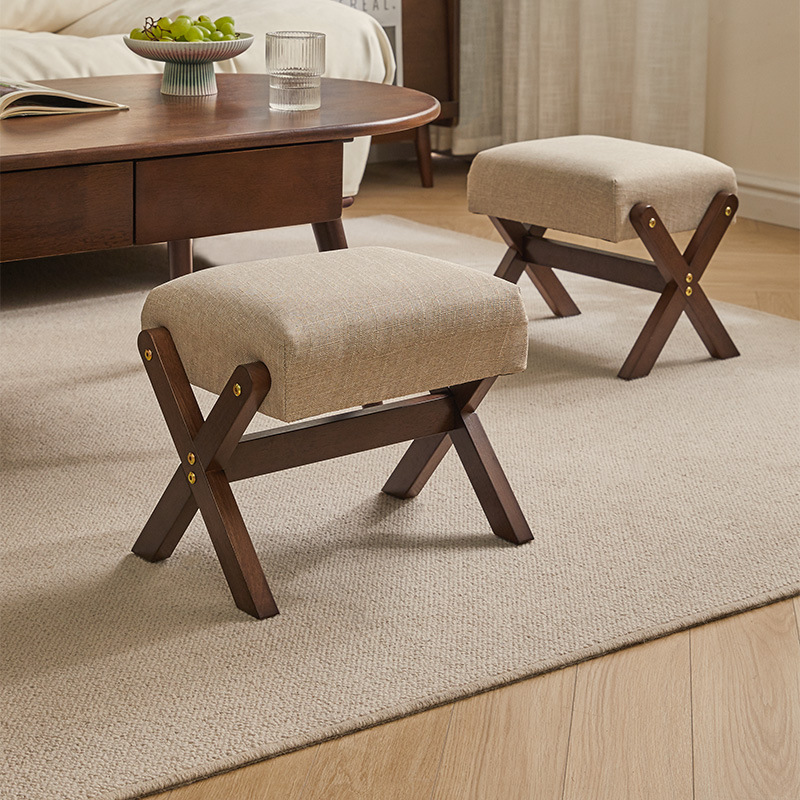 JNFA iayi solid wood soft package stool replacement shoe stool sofa cushion foot stool doorstep replacement shoe stool living room low stool wooden bench