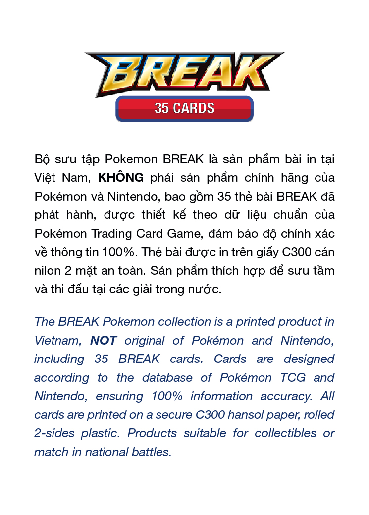 [BÀI IN] Trọn bộ 35 Thẻ bài Pokemon BREAK đã phát hành