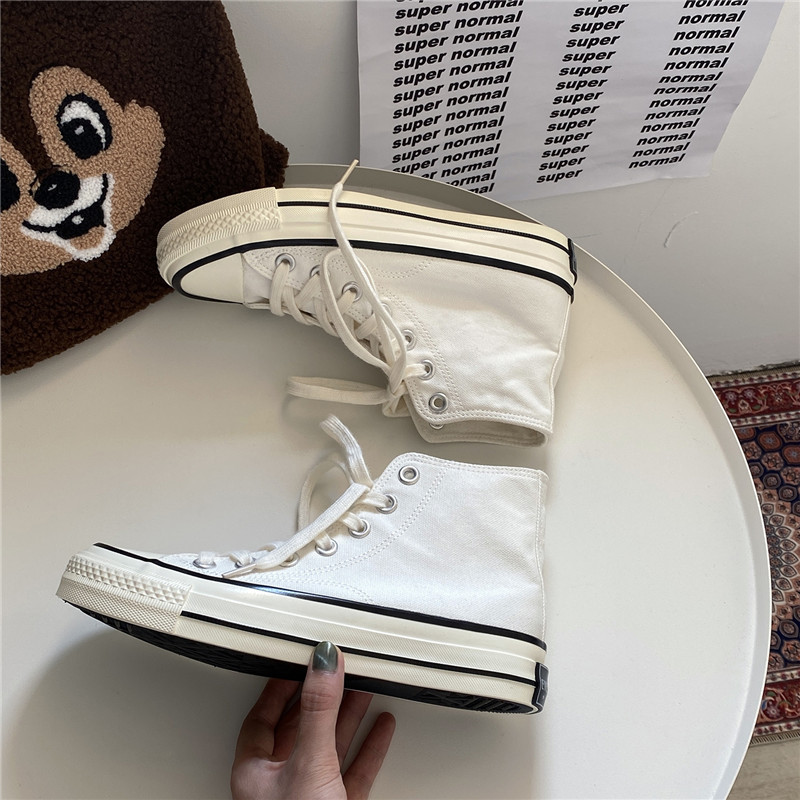 LAL New canvas shoes for female students 1970s high-top lace-up Korean style comfortable sneakers trendy sneakers trend