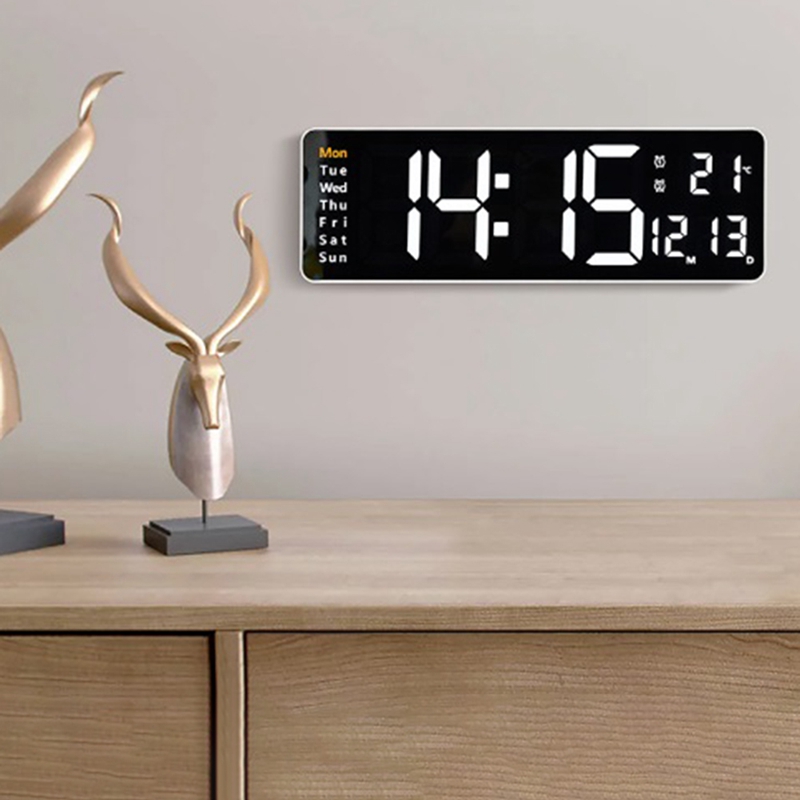 16inch LED Digital Wall Clock- Alarm Clock/Temp/Date/Week/Timer Remote Adjustable for Home/Gym/Office
