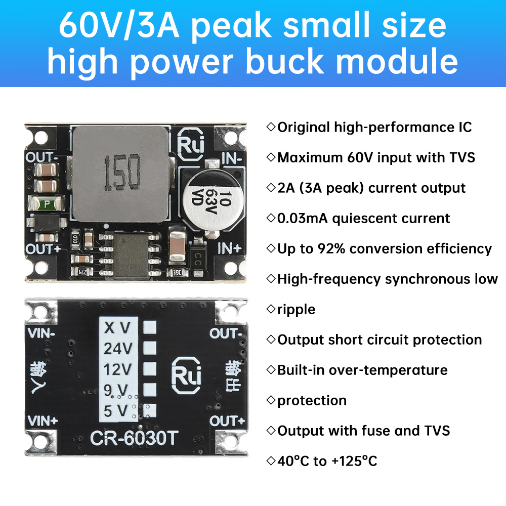 Mini DC-DC Step Down Power Supply Module DC5-60V to DC 3.3V 5V 12V 2A ...
