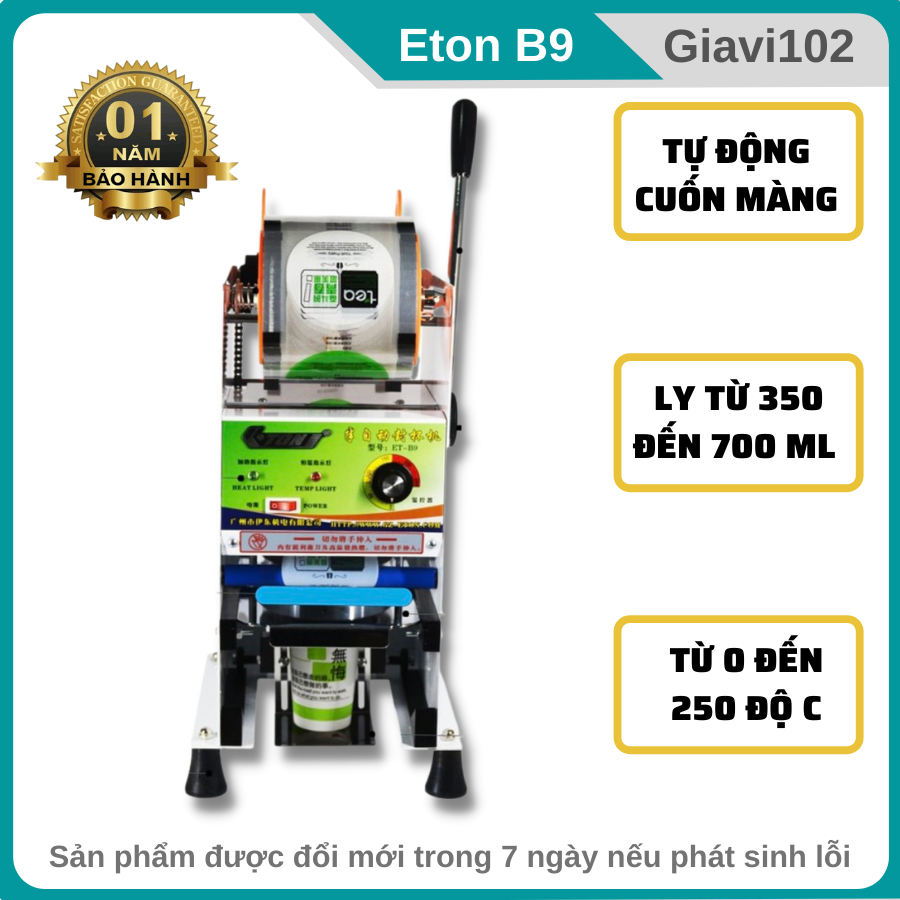 Máy ép miệng ly tự động cuốn màng Eton B9