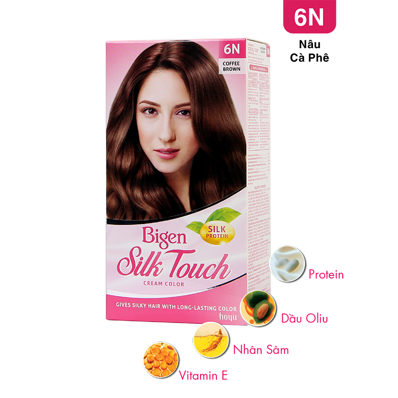 Thuốc nhuộm tóc phủ bạc Bigen Silk Touch 6N - Nâu Cafe