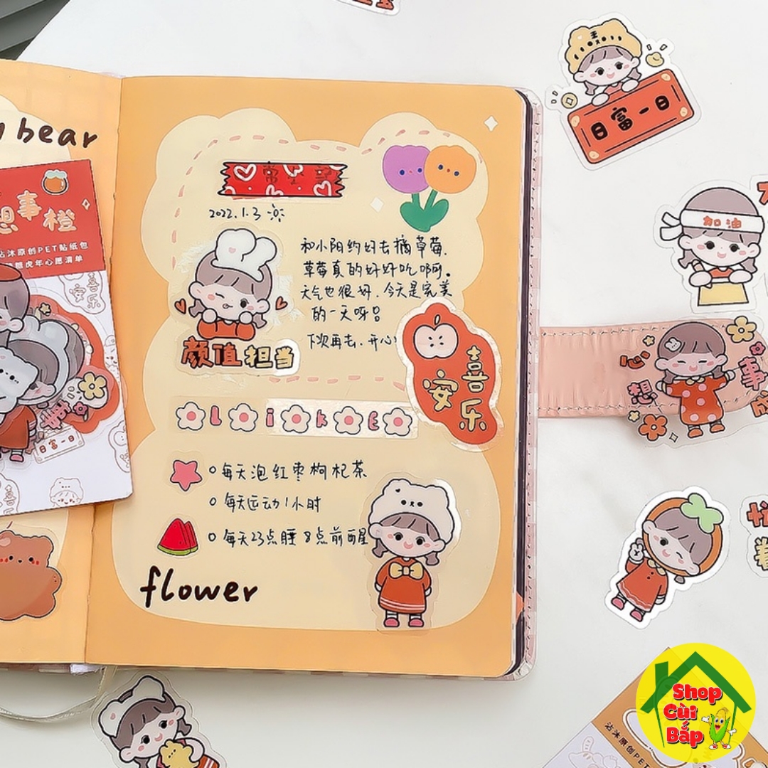 Túi 40 Miếng Sticker Dán Hoạt HÌnh Chống Nước