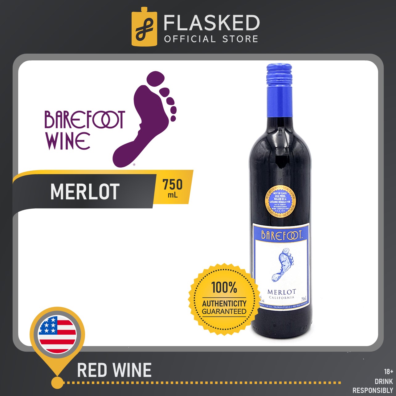 Barefoot Merlot California Red Wine 750mL