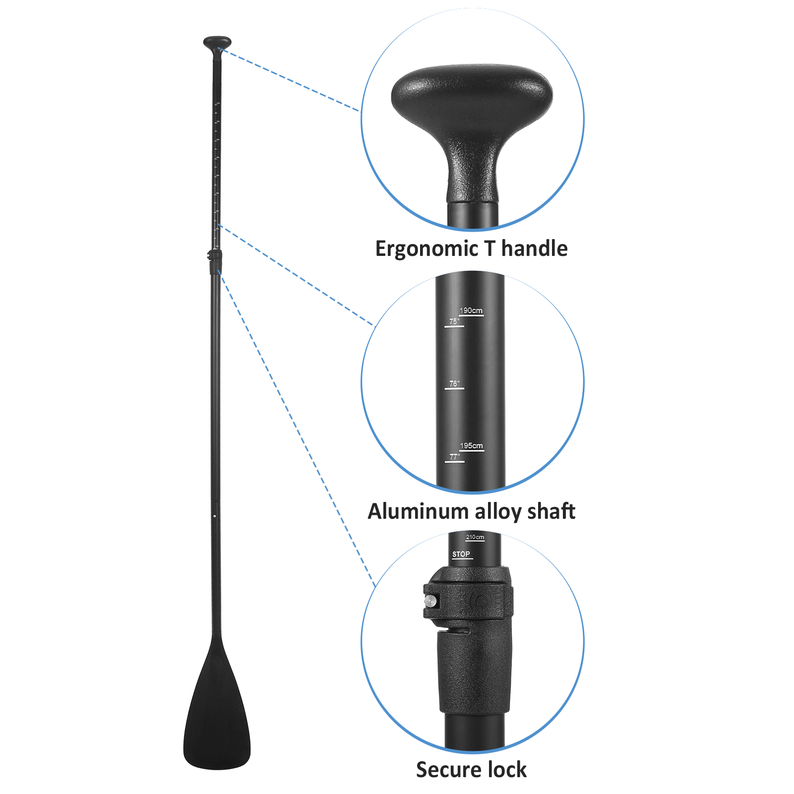 Dual Purpose 4-Part Aluminum Canoeing Paddle SUP Paddle Board Kayak Oar