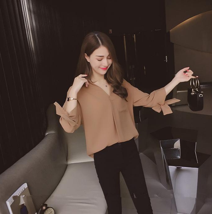 Áo sơ mi cột nơ tay lỡ❣️[Giá gốc tận xưởng]