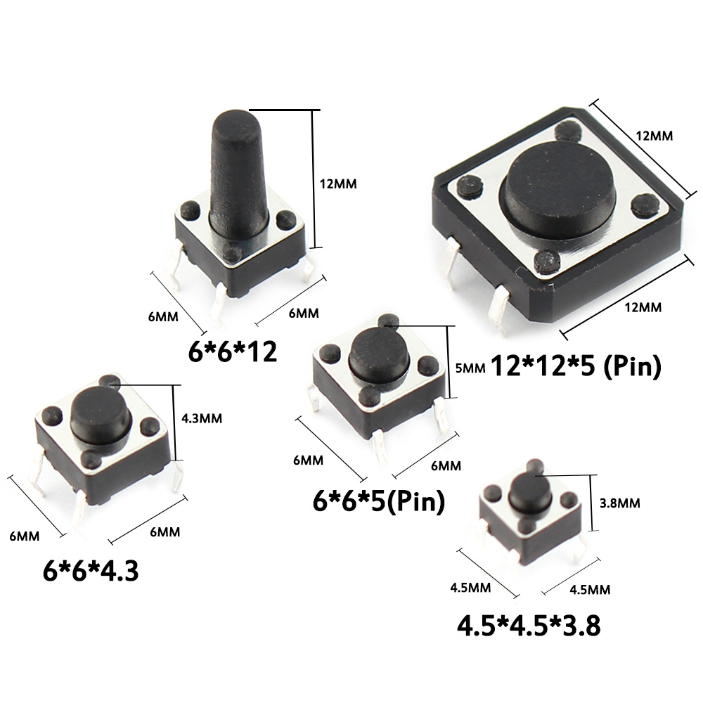 125pcs/lot touch switch/Micro Switch /push buttons switches 25 Types Assorted kit 2x4/3x6/4x4/6x6 for DIY Tool package