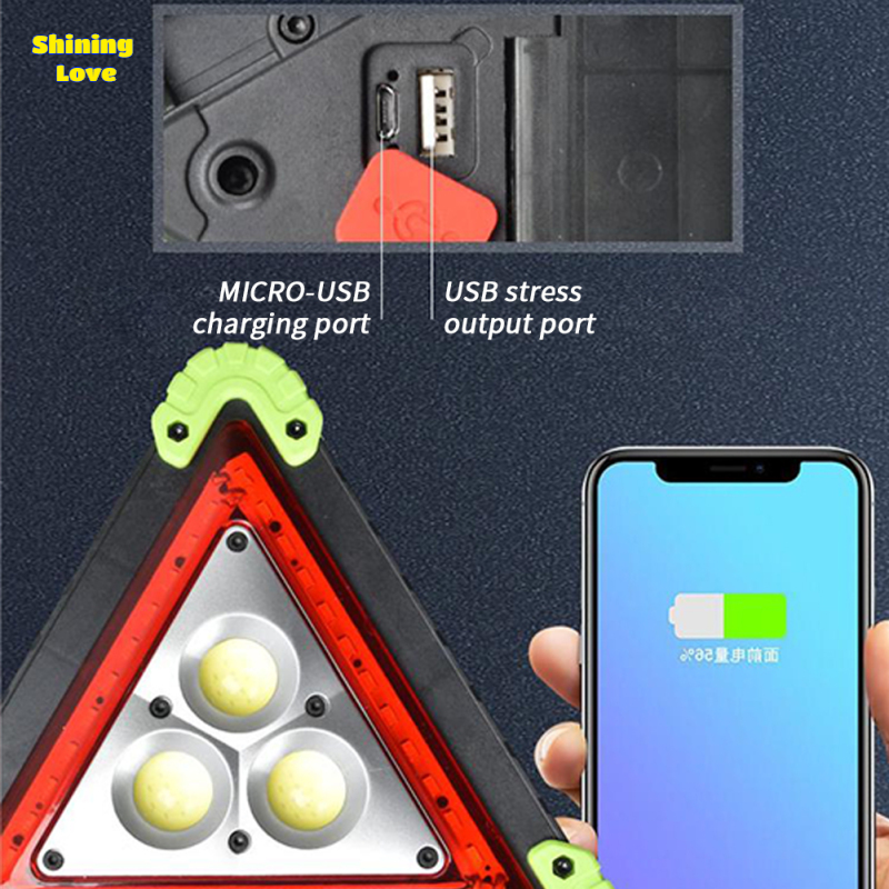 Shininglove 10W Multi-Function Emergency Warning Triangle LED Warning Light USB Rechargeable Hand Light Safety Signal Light