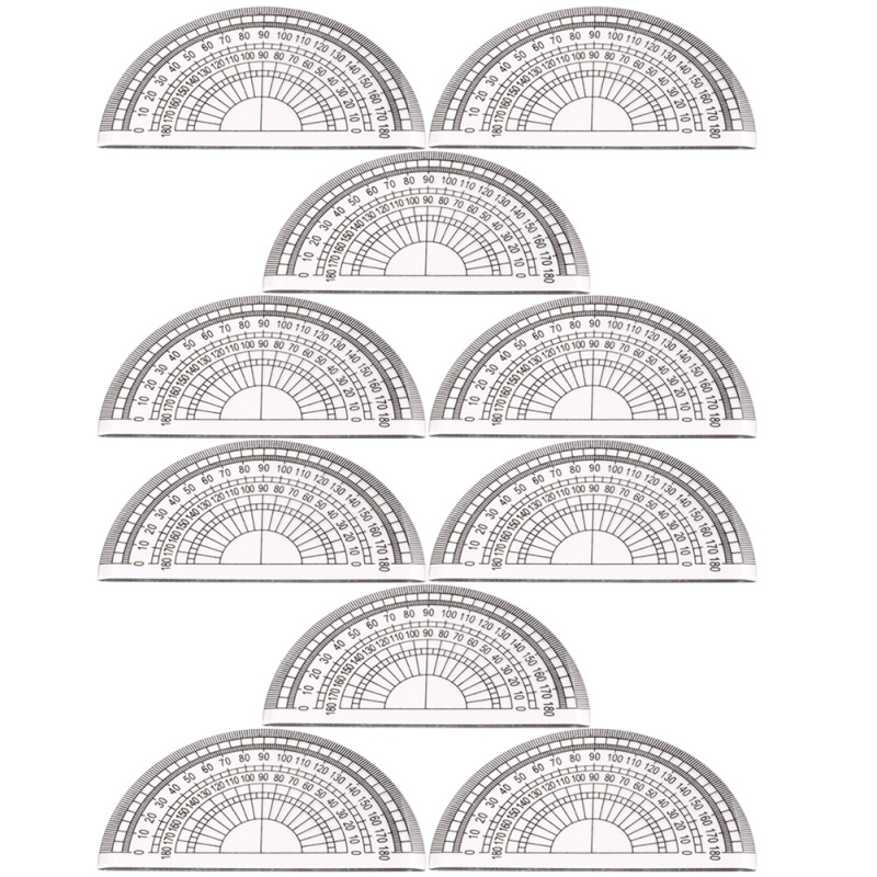 Eshopdeal【Ready Stock】 10pcs portable geometry protractor small plastic protractor math protractor angle measuring tools clear protractor student protractor stationery