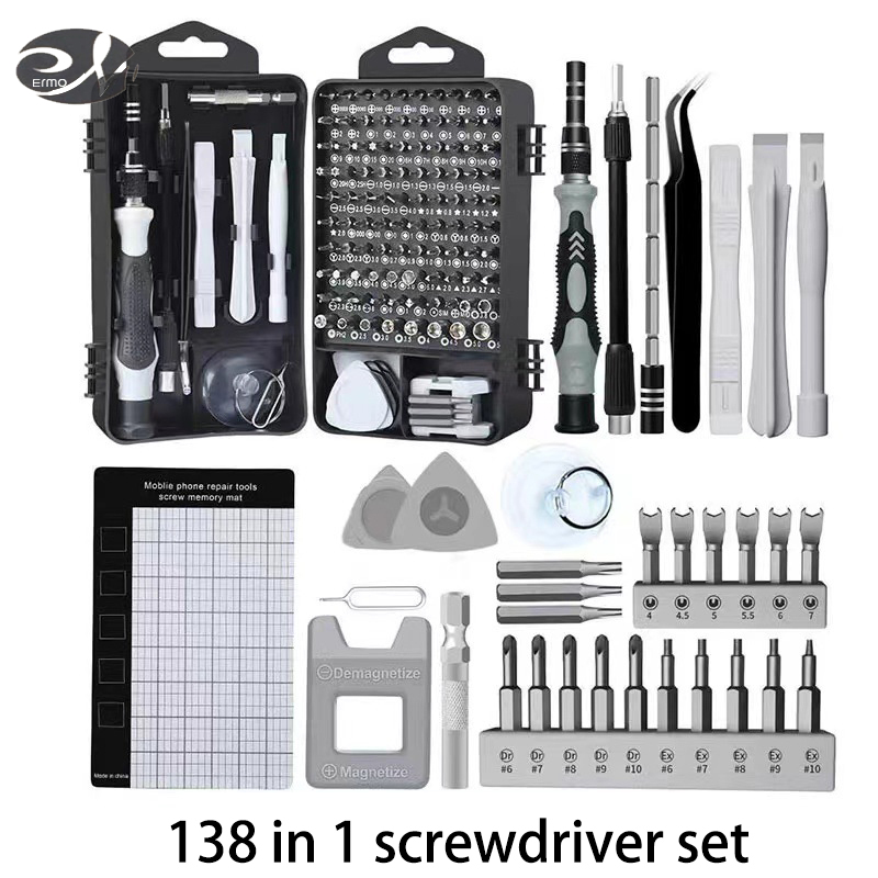 ERMO 🔧Bộ tua vít đa năng  sữa chữa điện thoại, máy tính, laptop đa năng, 138in 1/115in 1/120in 1/135in 1 Bộ tuốc nơ vít Công cụ phần cứng công cụ sửa chữa tháo gỡ điện thoại di động đa tuốc nơ vít đặc thù