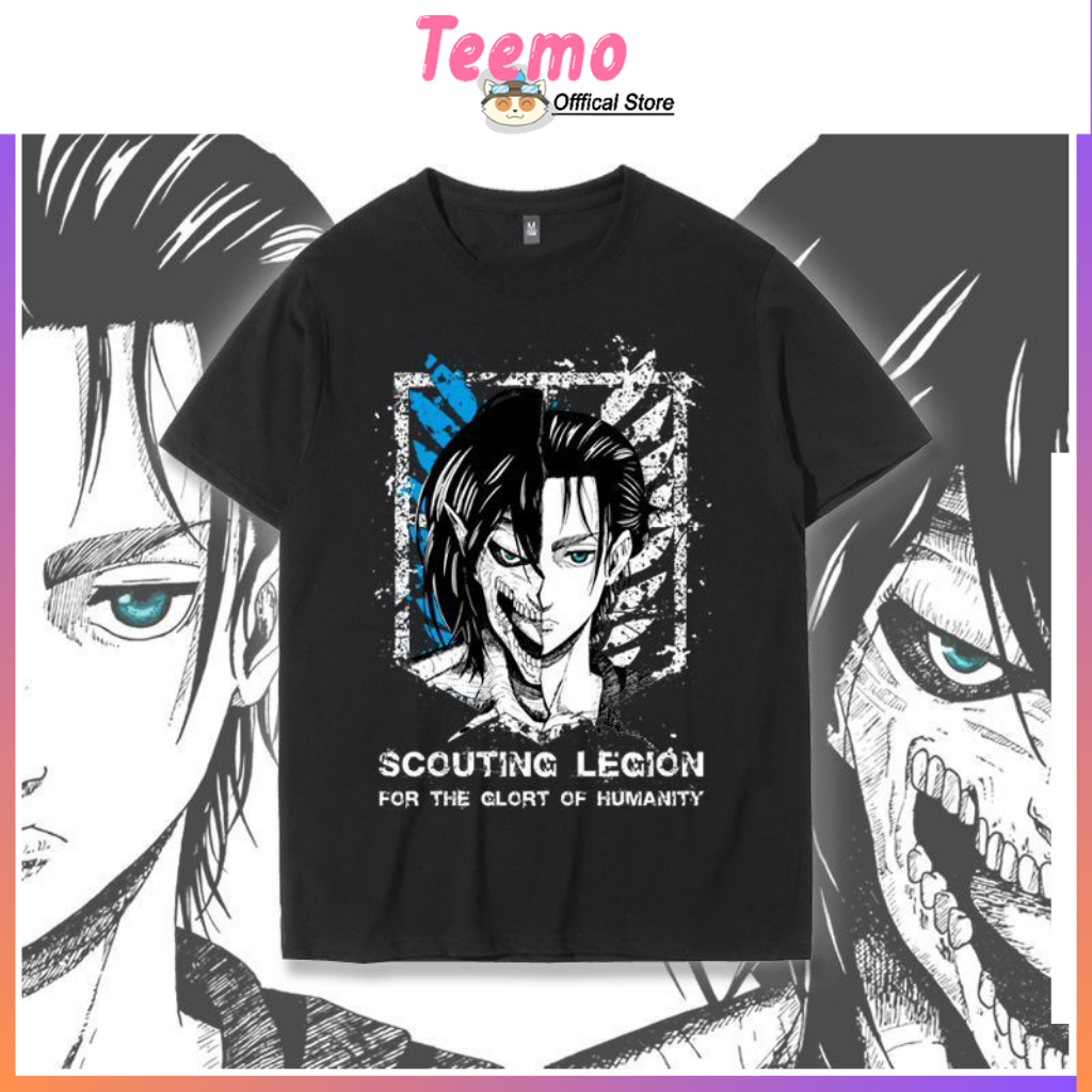 Áo Thun Attack On Titan, Áo Anime Attack On Titan mẫu mới cực đẹp, Chất liệu cotton co dãn 4 chiều