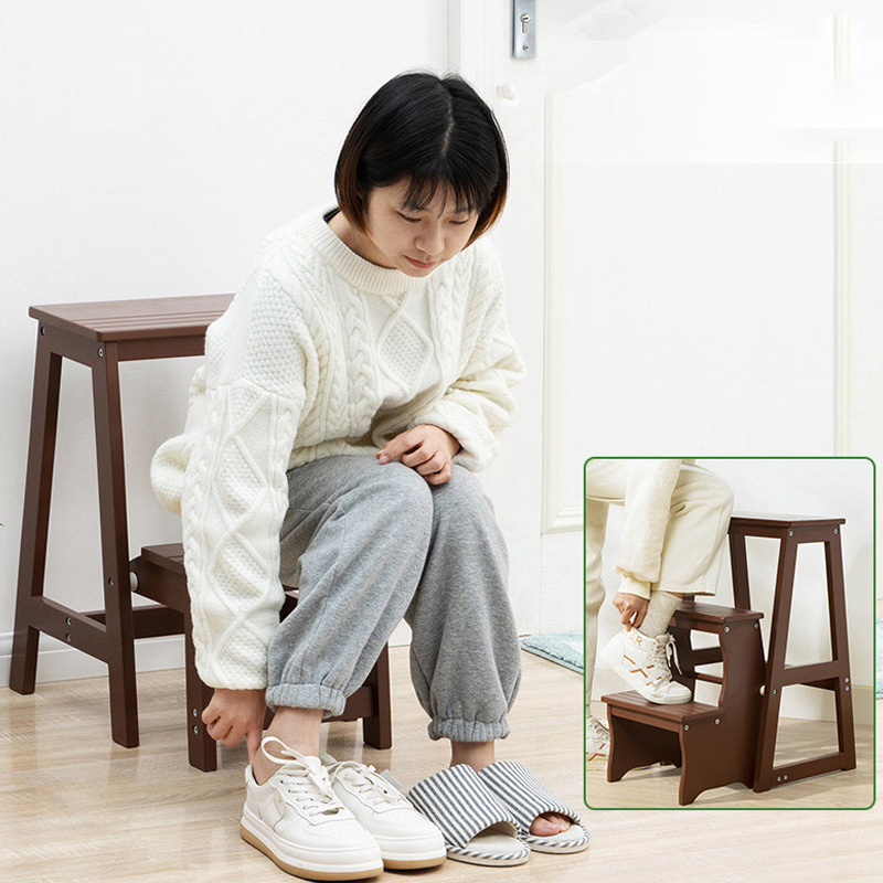 Solid wood folding ladder stool home