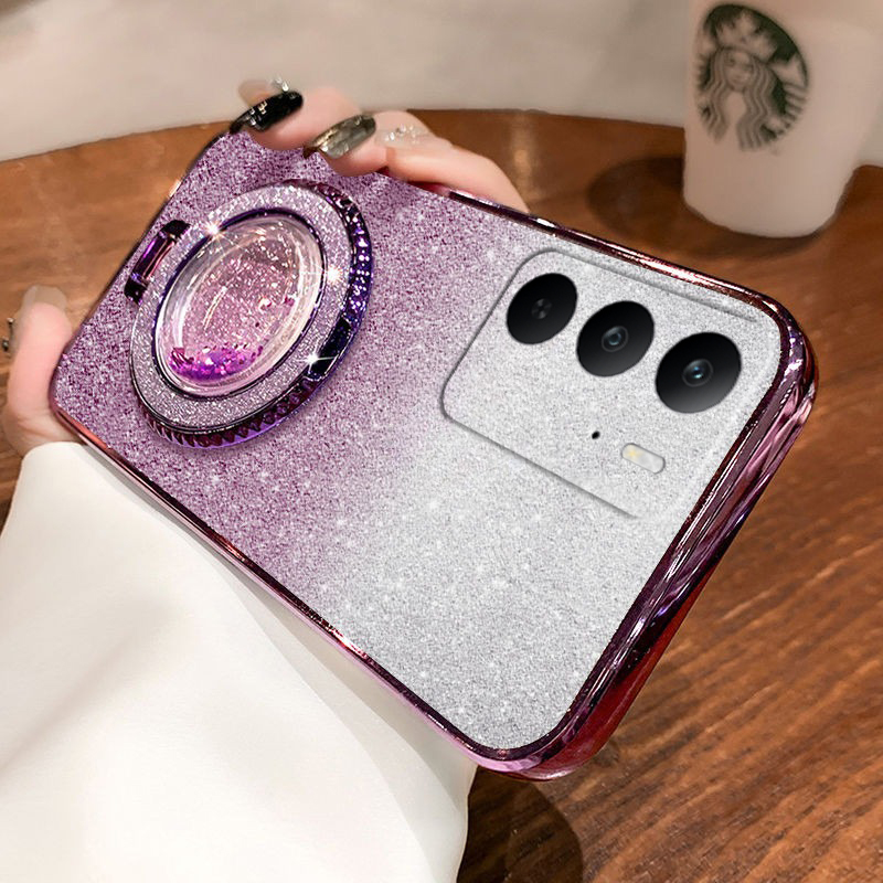 Phone cover Realme C65 C67 C75 Back case with Liquid Glitter Quicksand hourglass Stand Holder Luxury Shiny Gradient Plating Girls Slim For Realme C75 C67 C65 Phone cases.