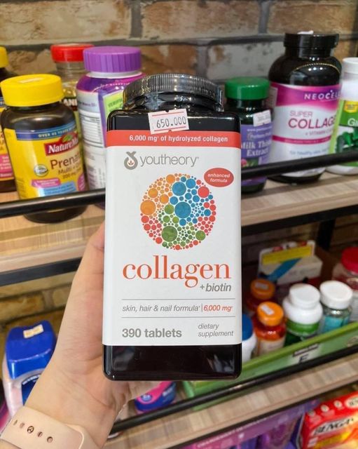 Viên uống Collagen Youtheory Biotin Làm Đẹp Da, Tóc, Móng Của Mỹ - 360 Viên