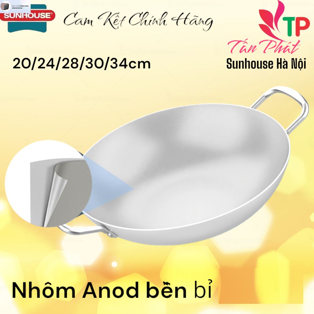 Chảo bầu anod sunhouse size 20-24-28-30-34cm - hàng chính hãng