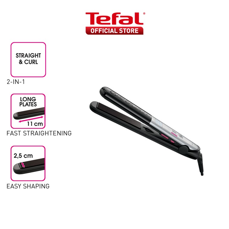 Rowenta Liss \u0026 Curl SF4522 - Plancha de pelo, alisa, ondula y riza, con  recubrimiento de Keratina y Turmalina, función iónica con placas largas,  función 2 en 1, pantalla LCD temperatura hasta