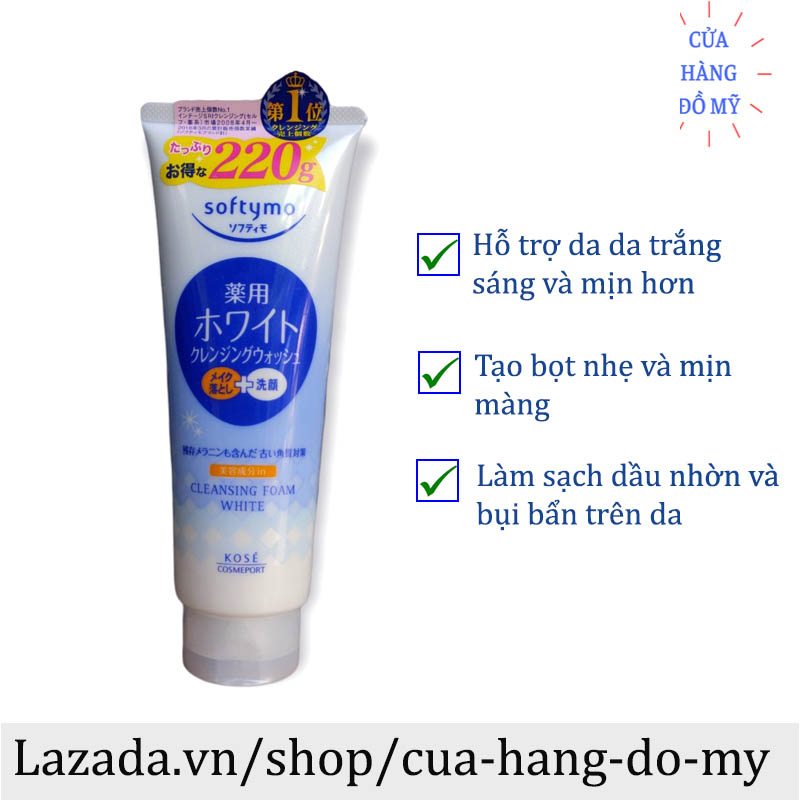 Sữa rửa mặt Kose Softymo Cleansing Foam White 220g - Màu Trắng - Shop Hong1008