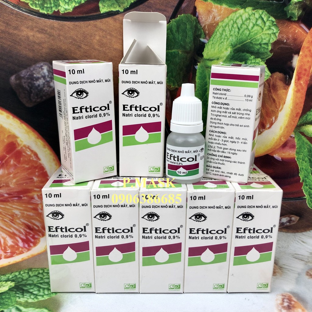 Nước muối sinh lý nhỏ mắt mũi Efticol 10ml Combo 10 chai - Nước muối sinh lý Efticol