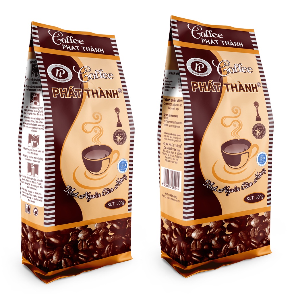 Cà phê xay sẵn truyền thống Phát Thành PT02 - Chuyên pha phin - Vị đắng vừa phải - Gói 500g