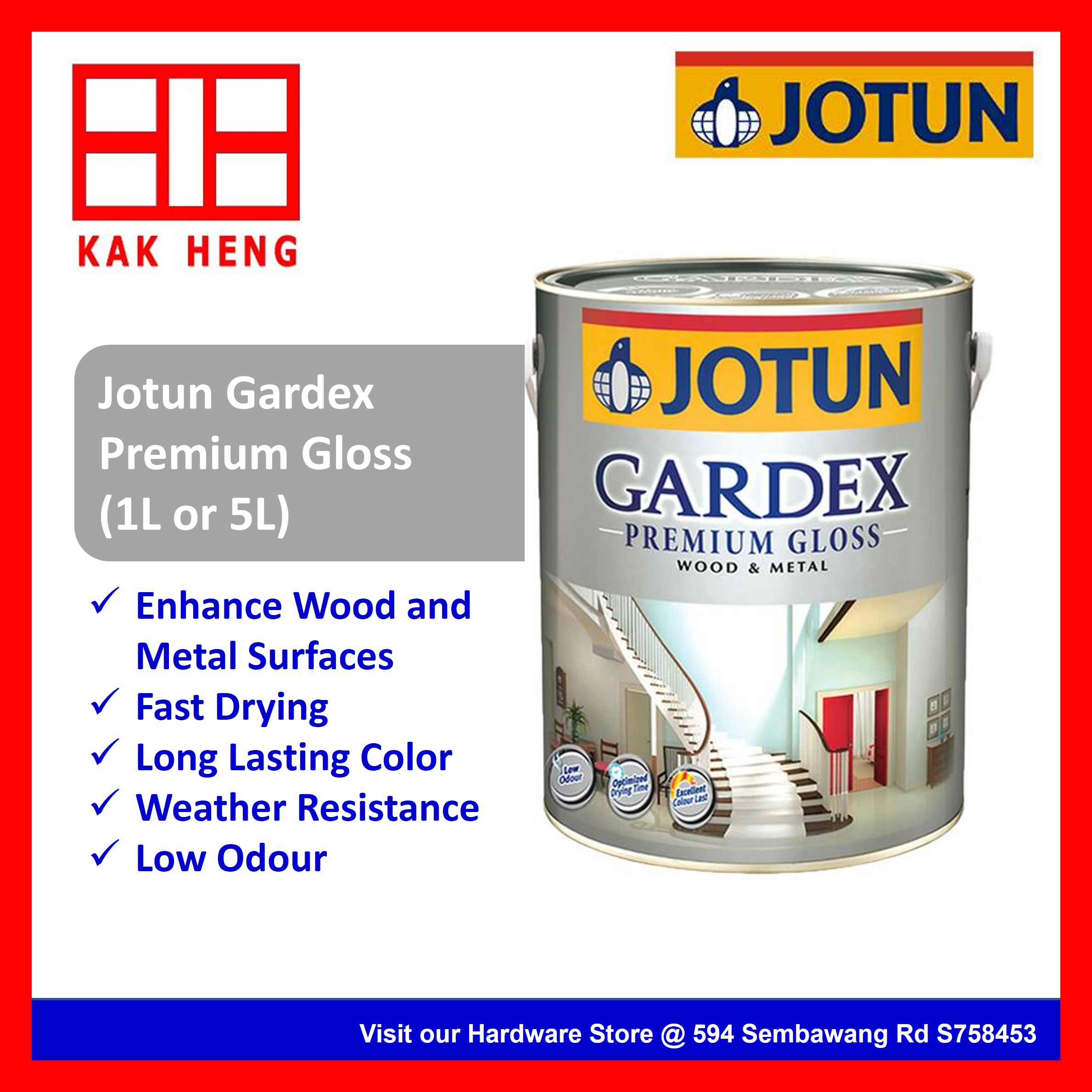 Jotun Gardex Premium Gloss SemiGloss Paint (5L) Lasting Color For Wood