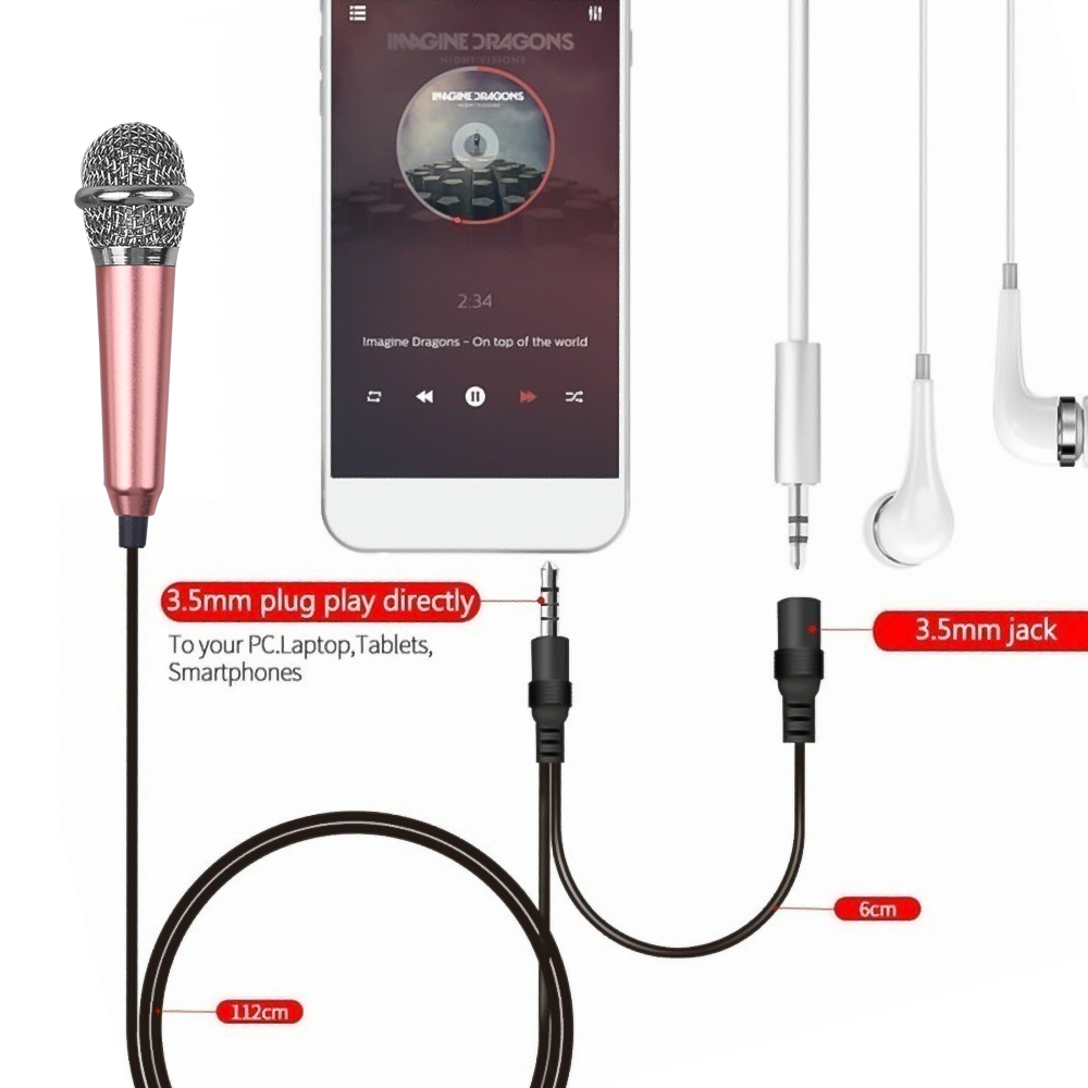 ♥ Cá Tuyết ♥ Micro âm thanh nổi Mini 3.5mm có dây cầm tay