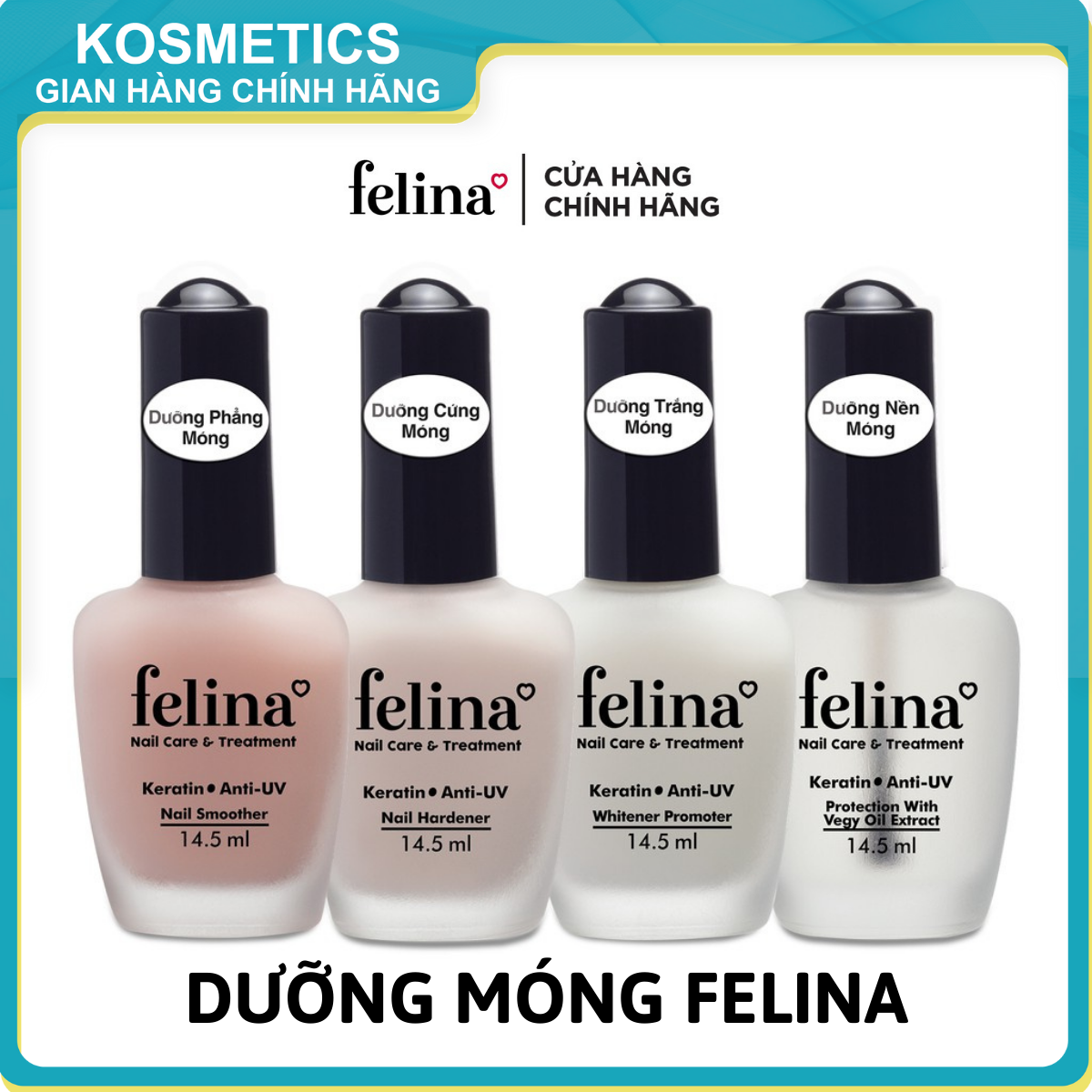 Sơn Dưỡng Cứng Móng, Nền Móng, Trắng Móng, Phẳng Móng FELINA 14.5ml