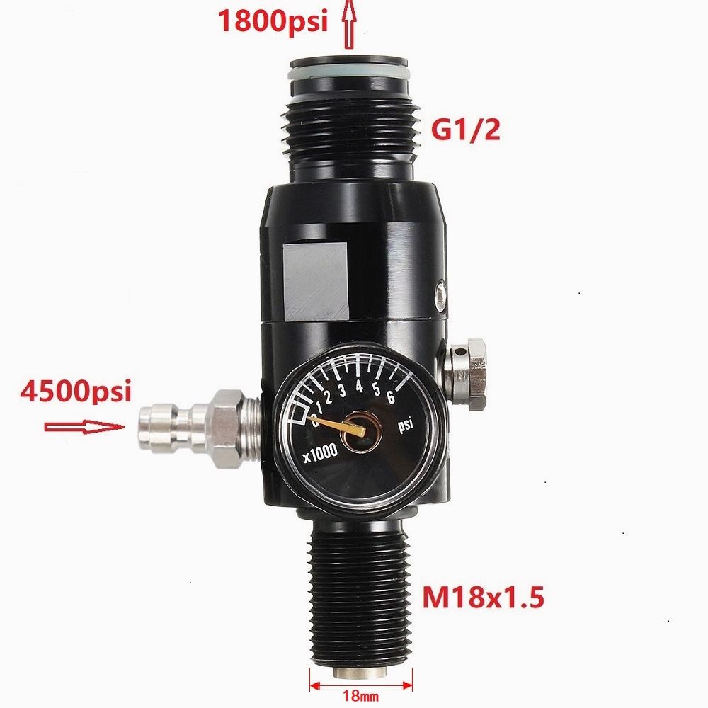 M18X1.5 Pcp Air Tank Regulator Valve High Compressed Paintball Tank Regulator Output 1800psi