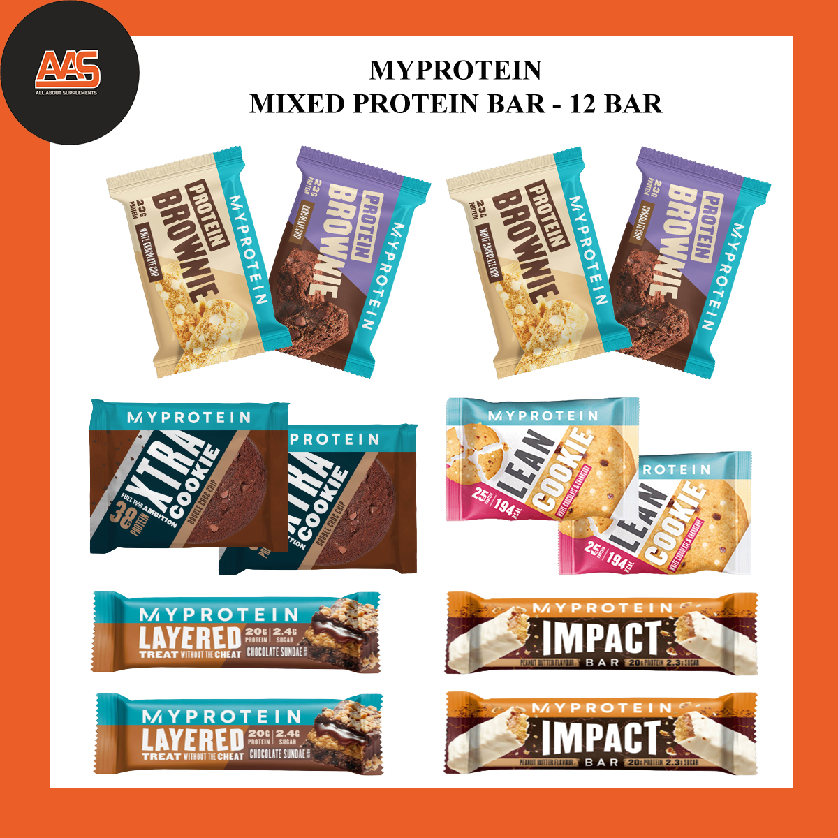 PROTEIN BAR - MYPROTEIN- MIXED PROTEIN BAR BOX - 12 PIECES - Hộp 12 thanh bánh chất lượng từ nhiều loại của hãng Myprotein - Anh thumbnail